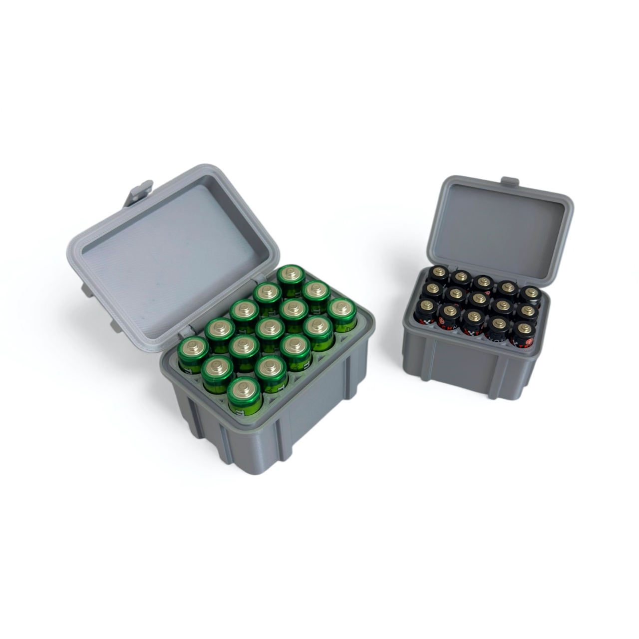 AA ve AAA ikili Pil Kutusu 15'li Sandık Görünümlü Dekoratif Gri